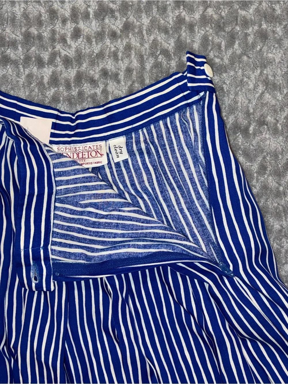 Vintage Pendleton Royal Blue and White Vertical Stripe Maxi Skirt Size 4 P